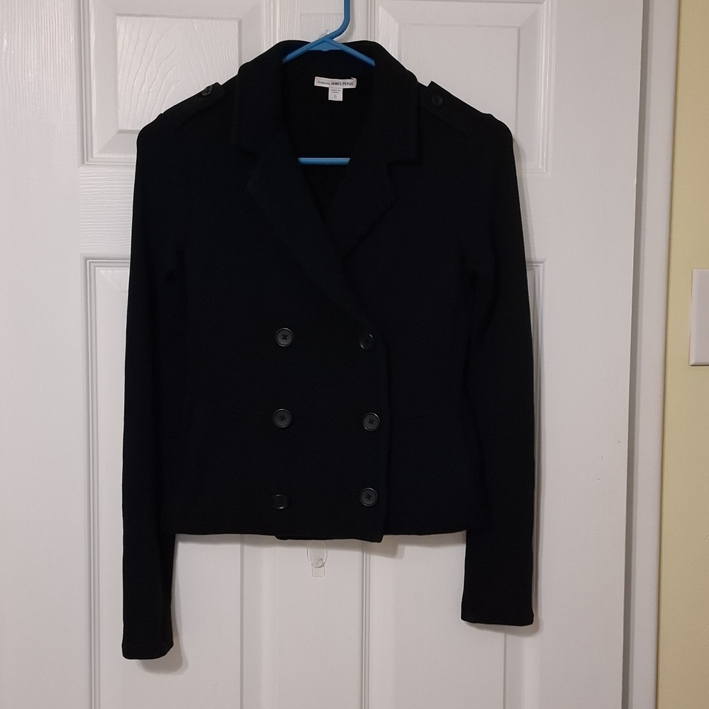 James Perse sz 0, double-breasted, soft cotton knit blazer